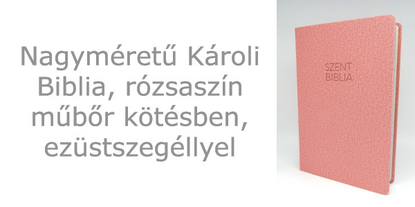 Biblia Károli nagy rózsaszín ezüstszegély