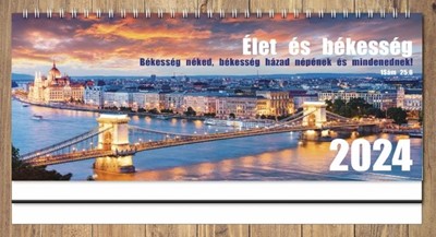 Közepes asztali naptár 2024 Élet és békesség (Spirálozott)