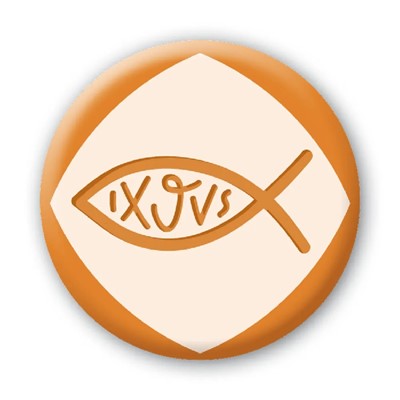 Kitűző Ikhthüsz-hal narancs (Fém)
