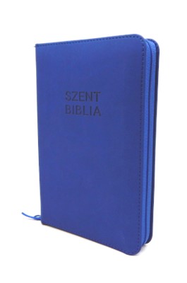 Biblia Károli mini kék cipzáras