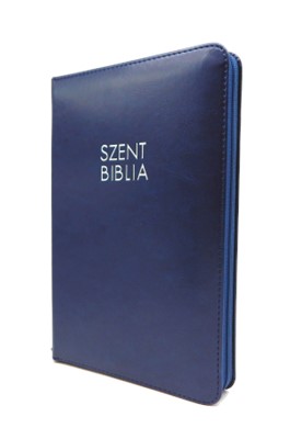 Biblia Károli közepes sötétkék regiszteres cipzáras