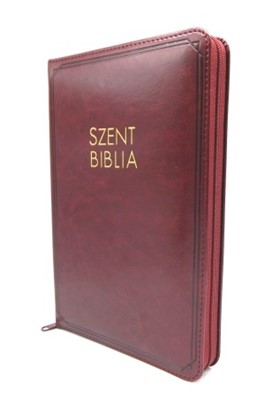 Biblia Károli közepes bordó regiszteres, cipzáras
