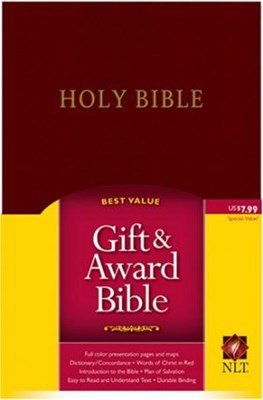 Angol Biblia New Living Translation Gift and Award Bible - Burgundy (Leather look / puhakötés)