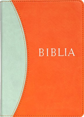 Biblia revideált új fordítás, közepes, műbőr, narancs-kék (Műbőr)