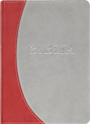 Biblia revideált új fordítás, közepes, műbőr, szürke-bordó