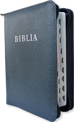 Biblia revideált új fordítás, közepes, bőrkötéses, cippzáras, regiszteres, ezüst élmetszéssel