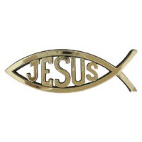 Autóembléma nagy arany hal Jézus felirattal