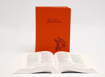 Biblia revideált Károli középméretű, narancssárga (Műbőr)