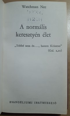 A normális keresztyén élet (Kemény) [Antikvár könyv]