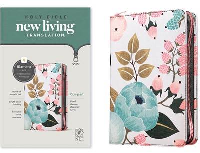 Angol Biblia - New Living Translation, Filament Enabled Edition (Red Letter, Cloth, Zipper, Floral Garden)