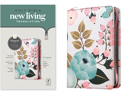 Angol Biblia - New Living Translation, Filament Enabled Edition (Red Letter, Cloth, Zipper, Floral Garden) (Vászonkötés, cipzáras)