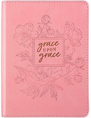 Exkluzív műbőr napló, Grace upon Grace, rózsaszín virágos (műbőr)
