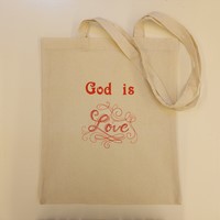Hímzett vászontáska, God is love (vászon)