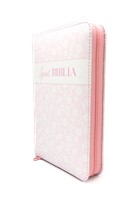 Biblia Károli mini fehér virágos cipzáras (Műbőr)