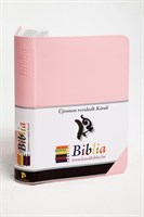 Biblia revideált Károli kicsi exkluzív (rózsaszín) (díszvarrott műbőr ezüst szegéllyel)