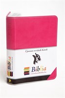 Biblia revideált Károli kicsi exkluzív (ciklámen) (díszvarrott műbőr ezüst szegéllyel)