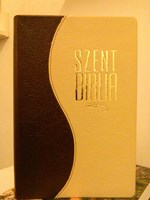 Biblia Károli fordítás, kis családi, bőrkötéssel, aranyszegéllyel, osztott barna-bézs (Osztott bőrkötés, aranyszegély)