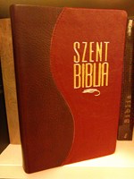 Biblia Károli fordítás, kis családi, bőrkötéssel, aranyszegéllyel, osztott bordó-piros (Osztott bőrkötés, aranyszegély)