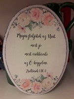 kis ovális falitábla rózsákkal Magasztaljátok az Urat (Fa)