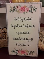 közepes téglalap falitábla rózsákkal Boldogok, akik házadban lakhatnak