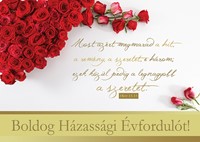 Képeslap-csomag Házassági évfordulóra Piros rózsacsokor