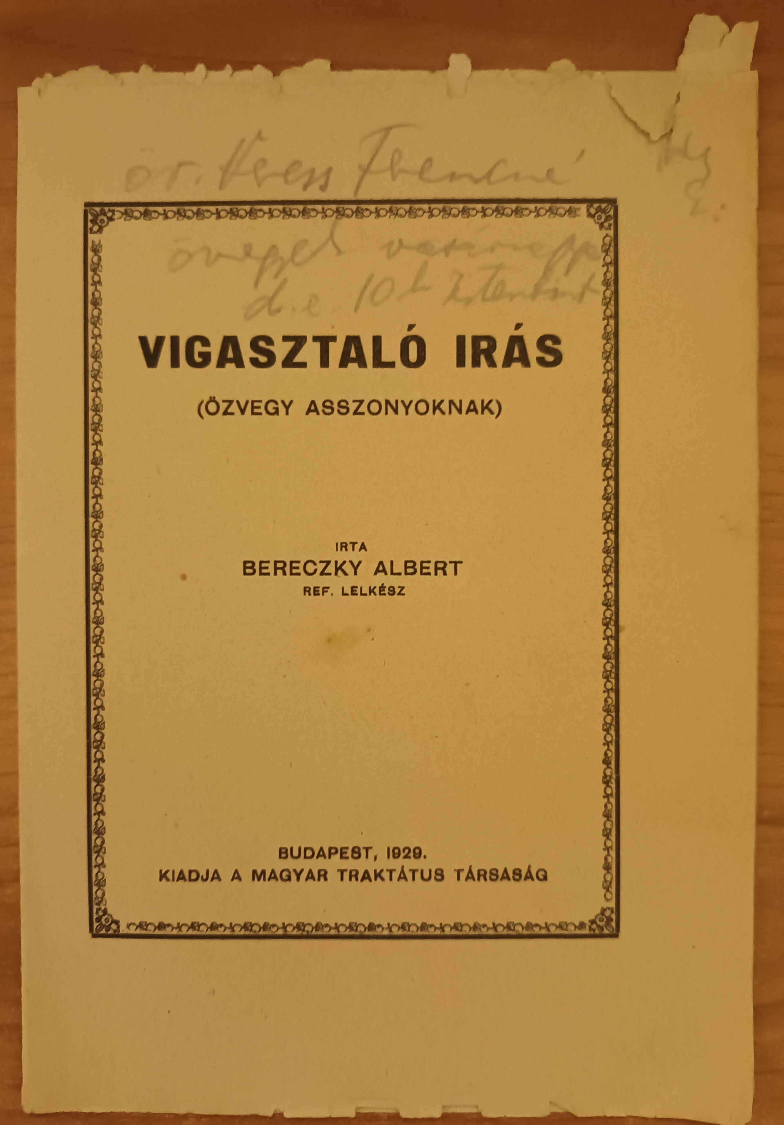 Vigasztaló irás (özvegy asszonyoknak)