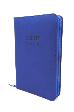 Biblia Károli mini kék cipzáras