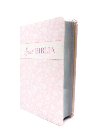 Biblia Károli mini fehér virágos