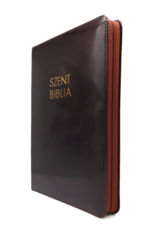 Biblia Károli nagy sötétbarna cipzáras