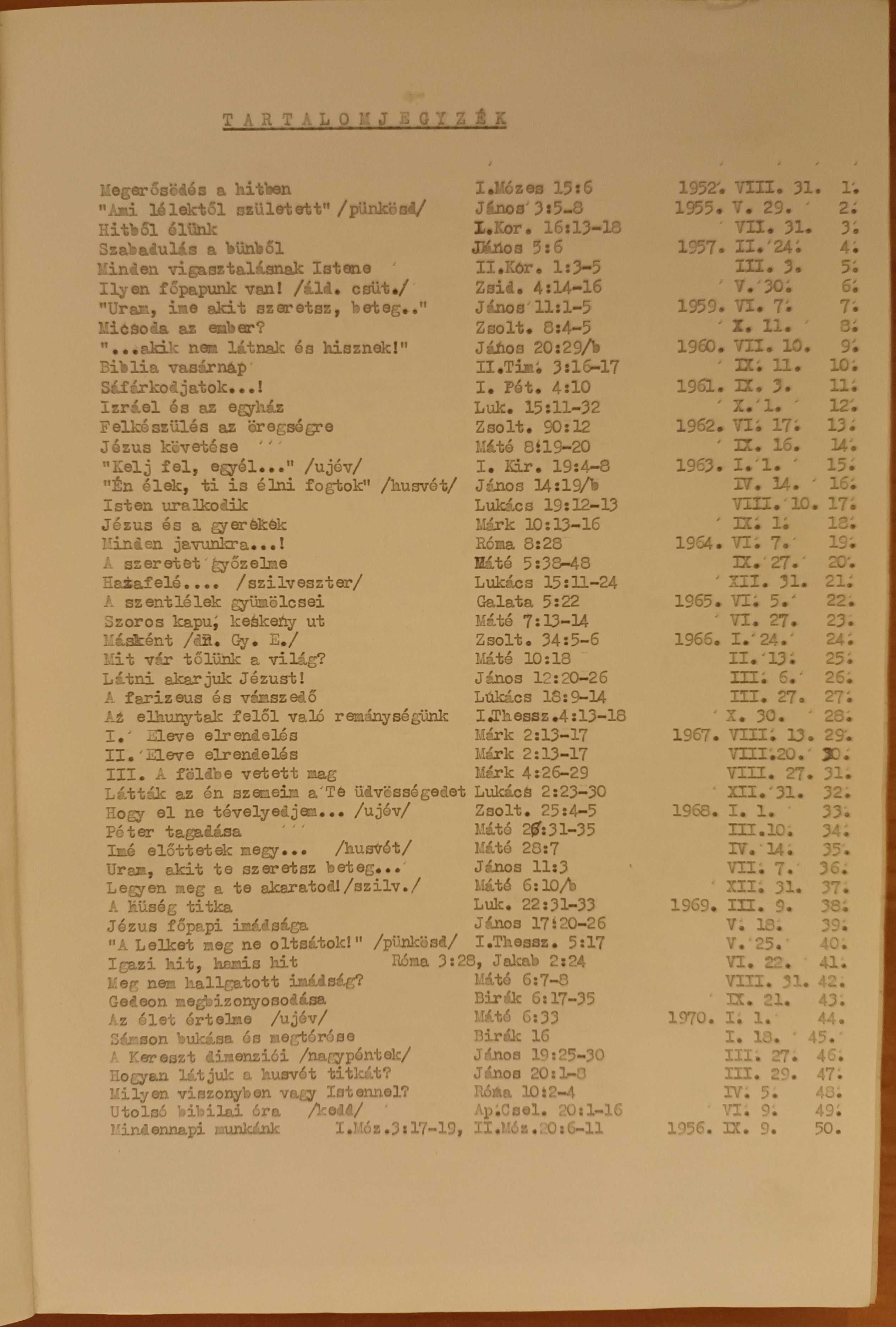 Dr. Joó Sándor igehirdetései 1954-1969