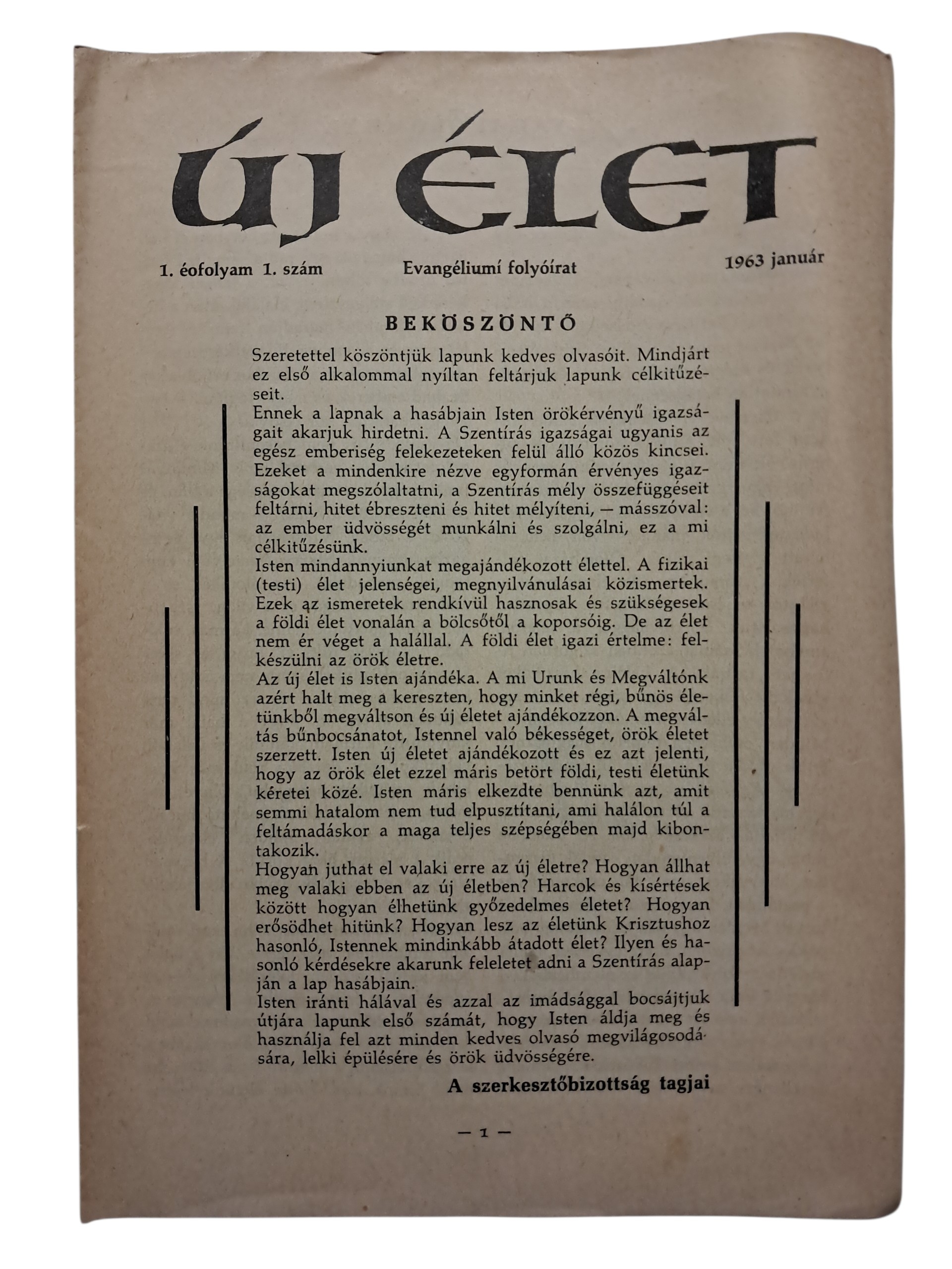 Új élet 1. évfolyam 1. szám