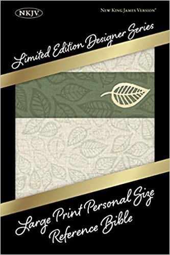 Angol Biblia New King James Version Large Print Personal Size Reference Sage Leaf Linen