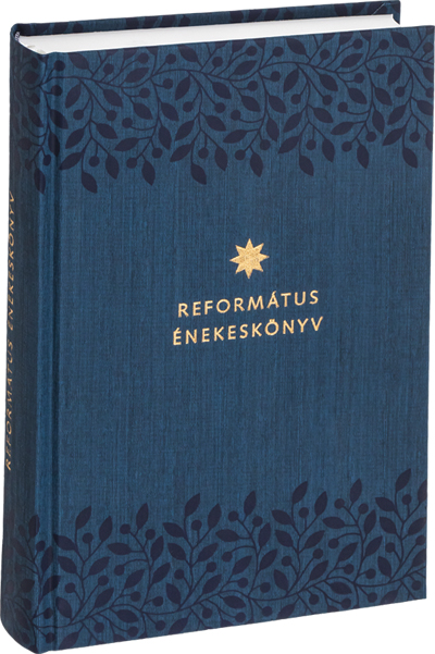 Református énekeskönyv (sötétkék, levélmintás)