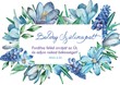 Születésnapos képeslap-csomag Kék akvarell virágok
